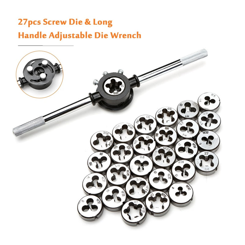 60pcs Metric and Imperial Thread Tap and Die Set with Case Screw Tap Wrench Kit Hand Tapping Tools