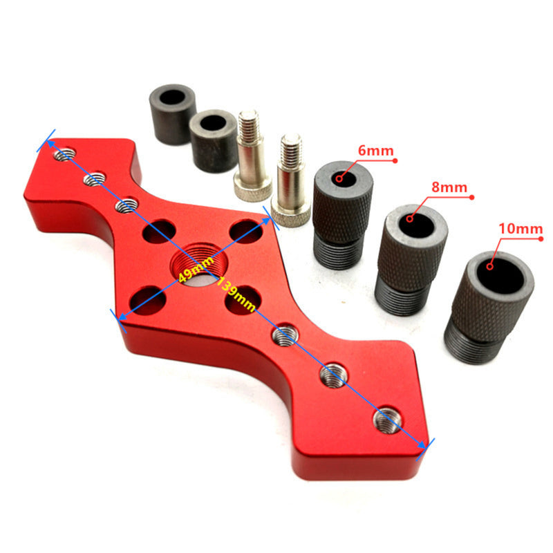 6/8/10mm Vertical Pocket Hole Jig Woodworking Dowel Drill Guide Self Centering 3-Hole Drill Bit Guide Jig Positioner Locator