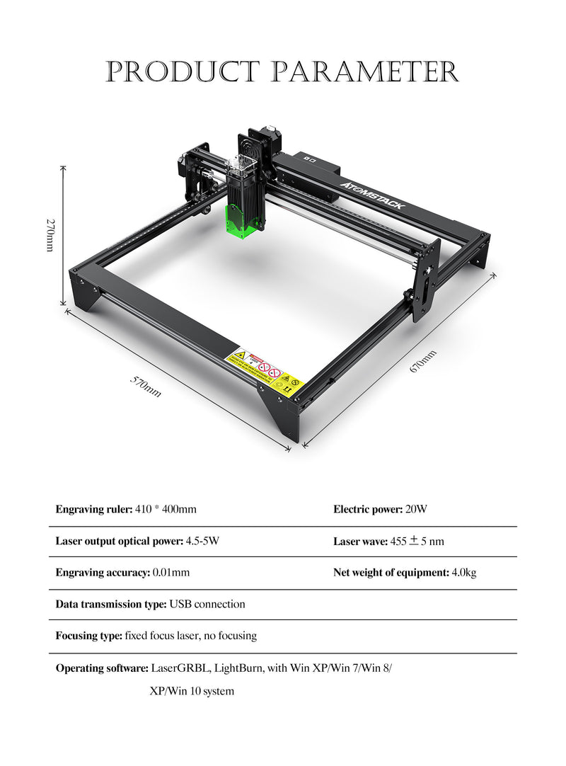 New ATOMSTACK A5 20W Laser Engraving Machine Wood Cutting Design Desktop DIY Laser Engraver New Eye Protection Design Support for Windows
