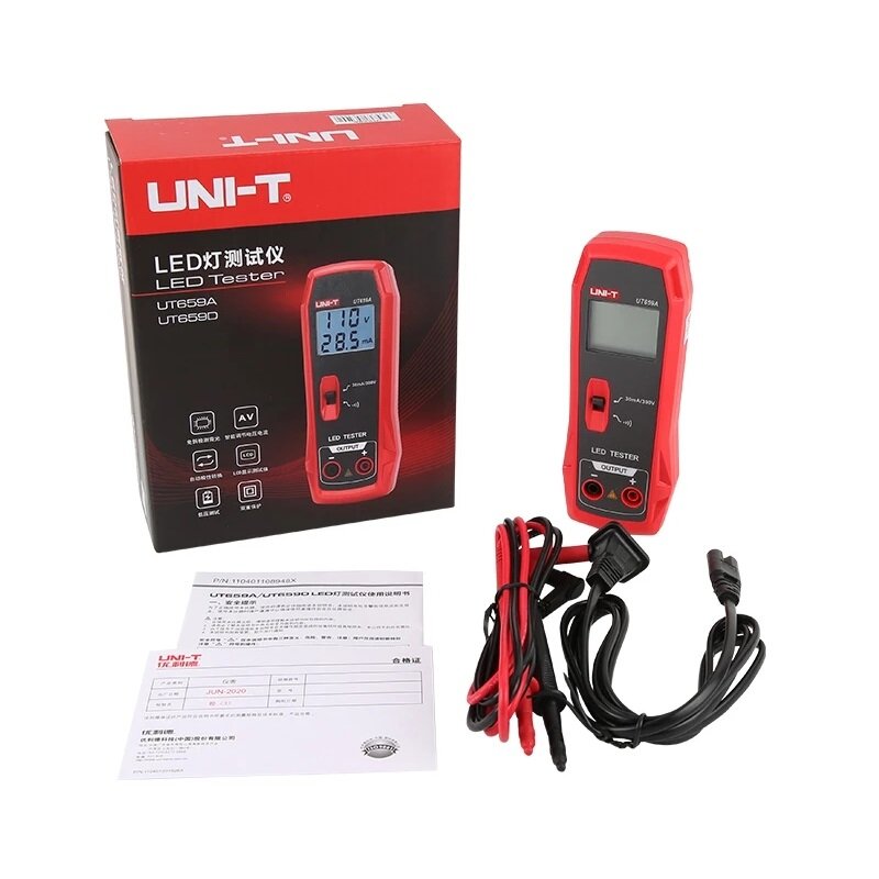 UNI-T UT659A LED Tester 85V-265V Power Intelligent Adjustment Voltage Current Continuity Test LCD Display Meter