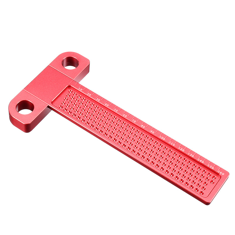 Drillpro Aluminium Alloy T-160 Hole Positioning Metric Measuring Ruler Woodworking Precision Marking Scriber
