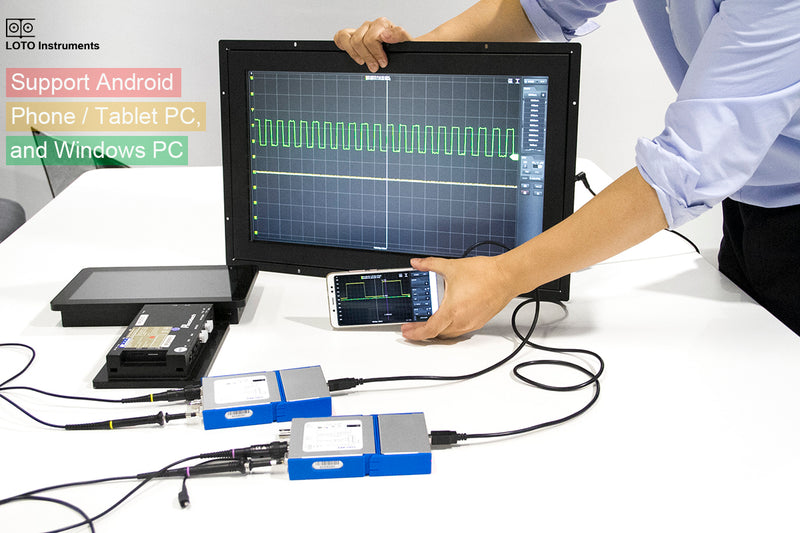 LOTO OSC482F Digital Oscilloscope PC Android USB 2.0 Virtual 2CH Bandwidth Oscilloscope with 13M Hz Signal Generator + 4 Channels Logic Analyzer