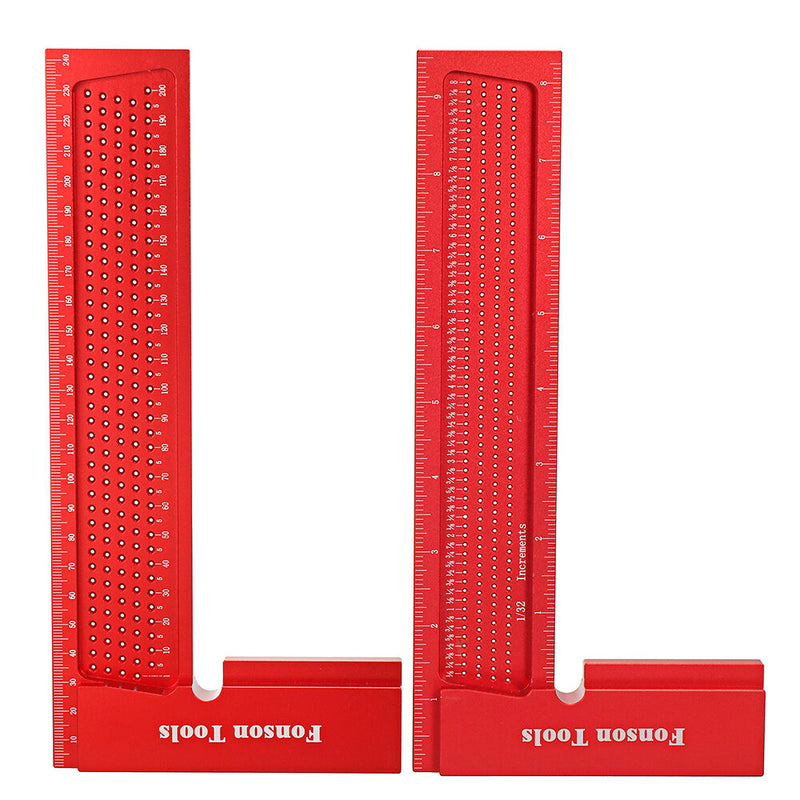 200mm 8 Inch Aluminum Alloy Precision L Square Speed Hole Positioning Marking Ruler Woodworking Scriber
