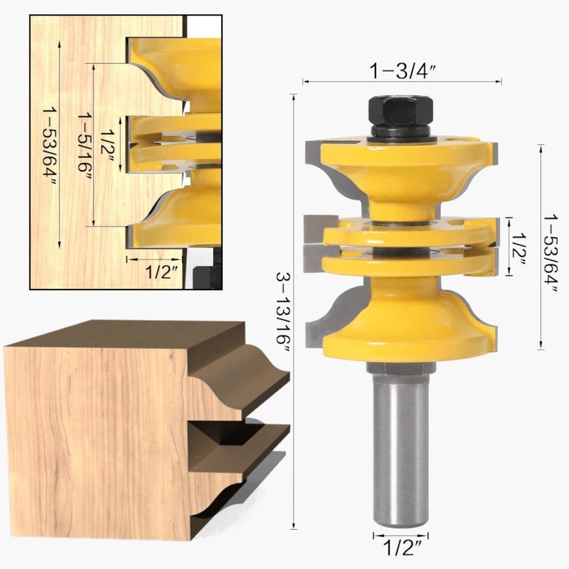 2Pcs 1/2 Inch/12mm Shank Milling Cutter Wood Carving Entry & Interior Door Ogee Router Bit Set for Wood Woodworking Machine