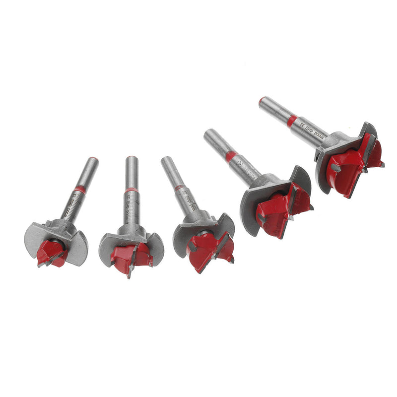 5pcs Blue/Red Woodworking Hinge Hole Opener Set Positioning Hole Saw Cutter Drill Bits