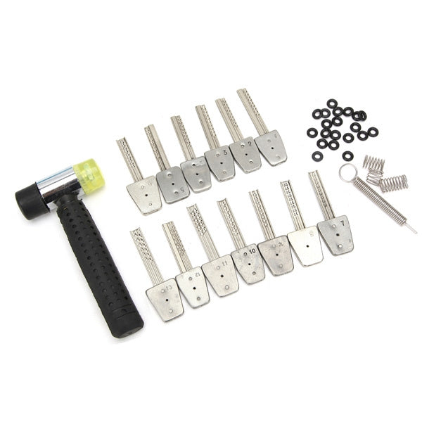 13pcs Stainless Steel Boutique HUK Lock Pick Set Bump Keys with Hammer Locksmith Tool Hand Tool