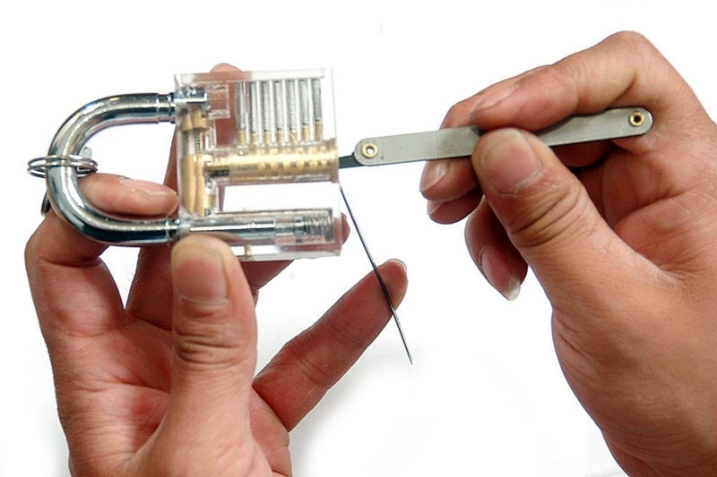 12-Piece Unlocking Lock Pick Set Key Extractor Tool + Transparent Lock Padlock