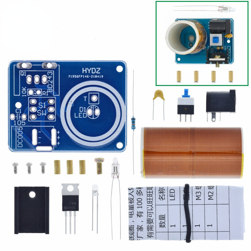 BD243 Mini Tesla Coil Kit Magic Props DIY Parts Empty Lights Technology Diy Electronics BD243C