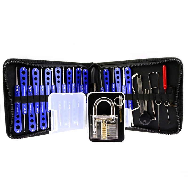 7Pins transparent Practice Padlock Lock 30pcs Lock Picks Tools Set Locksmith Tools