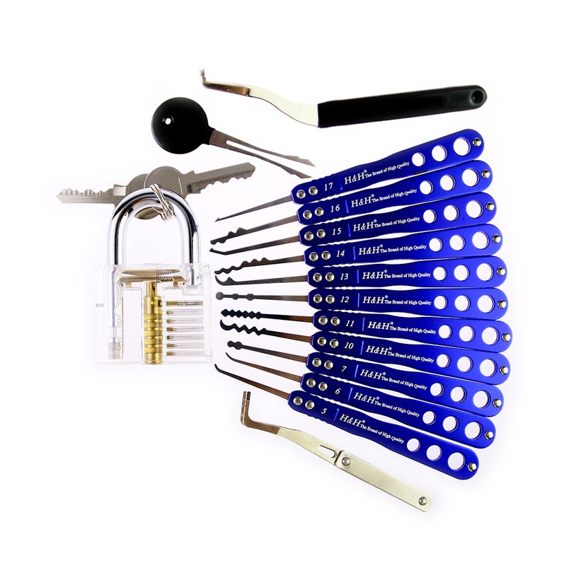 Lock Picks Tools Set Locksmith Tools 7Pins transparent Practice Padlock Lock - Cartoolshop