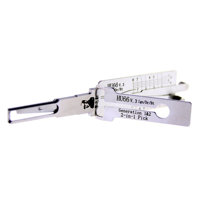 Original Engraved Line Key for LiShi HU66 2-in-1 Key Tool Scale Shearing Teeth Blank Car Key Locksmith Supplies - Cartoolshop