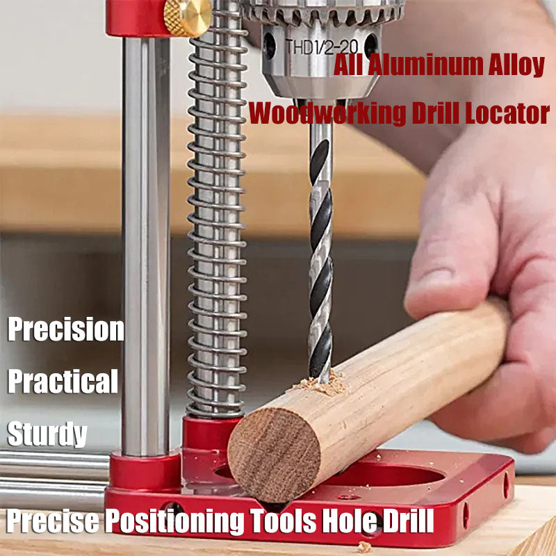 All Aluminum Alloy Adjustable Woodworking Drill Locator Pro Auto Line Drill Guide Puncher Mini Bench Drill Press Precise Positioning Tools Hole Drill