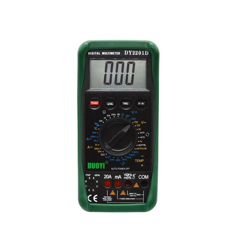 DUOYI DY2201D LCD Digital Automotive Multimeter With Speed Conversion Sensor Non-contact RPM Dwell Angle Frequency Temperature Tester