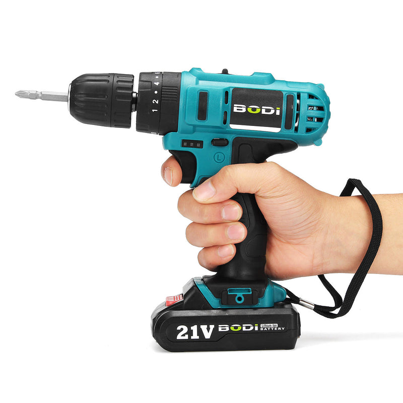 21V 2-Speed Electric Cordless Power Drills Kit 3/8" Driver Screwdriver