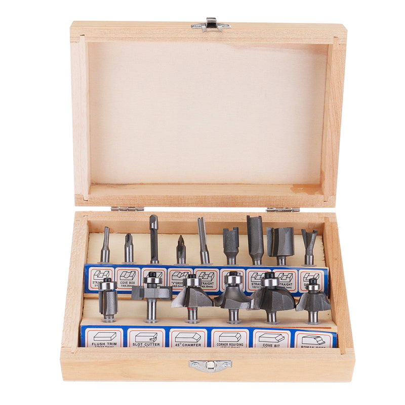 15pcs Silver Router Bit Set Tungsten Carbide Woodworking Cutter Rotary Tool