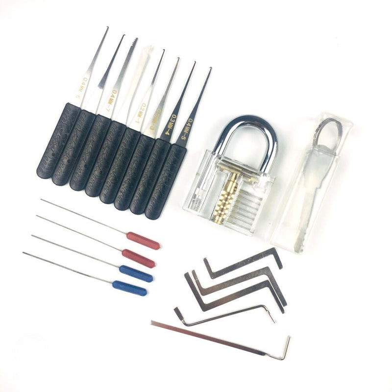 Locksmith Multifunctional Set Transparent Training Lock Wrench Tools and Broken Key Remove Set