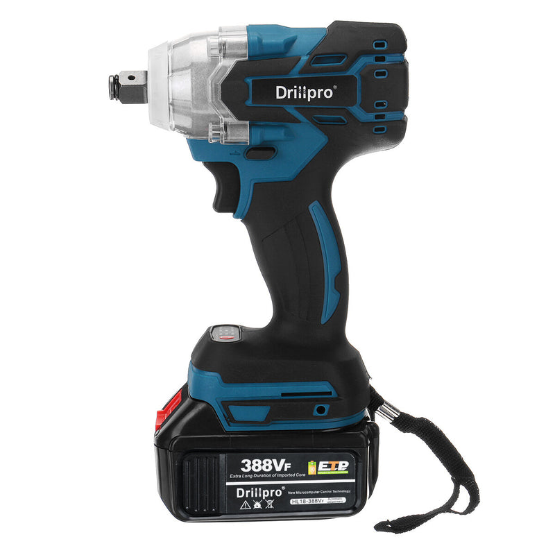 Drillpro 388VF 2 In1 520N.m Brushless Impact Wrench Cordless Electric Screwdriver Drill Power Tool with Battery