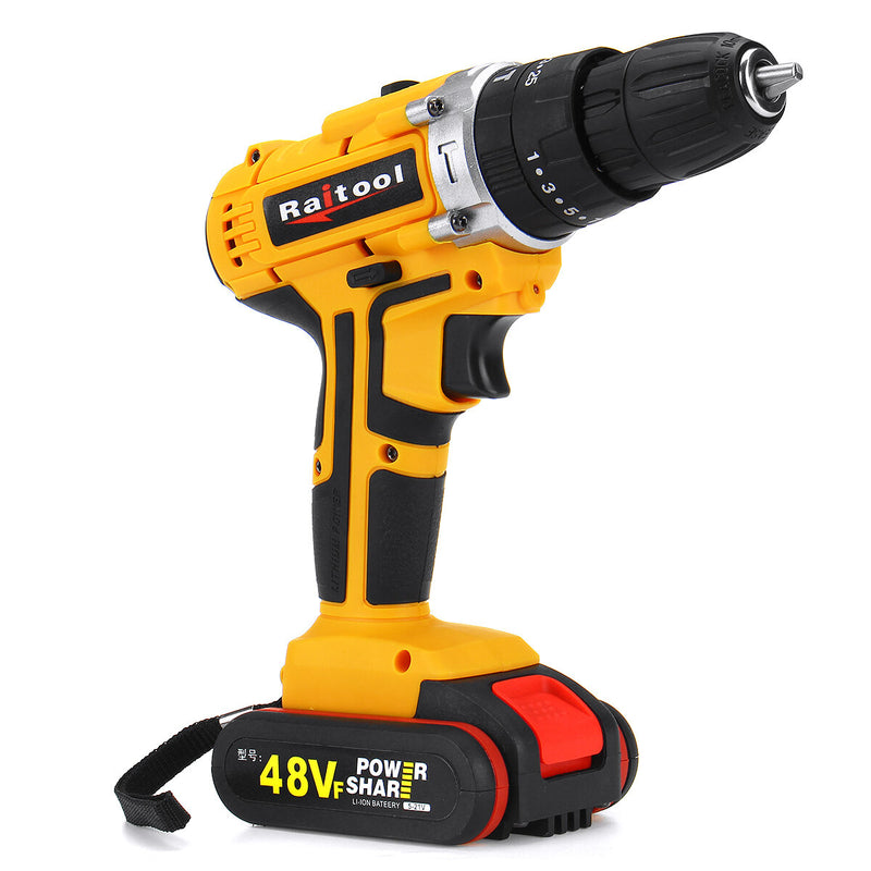 Raitool 48VF Cordless Electric Impact Drill Rechargeable 3/8 Inch Drill Screwdriver with Li-ion Battery