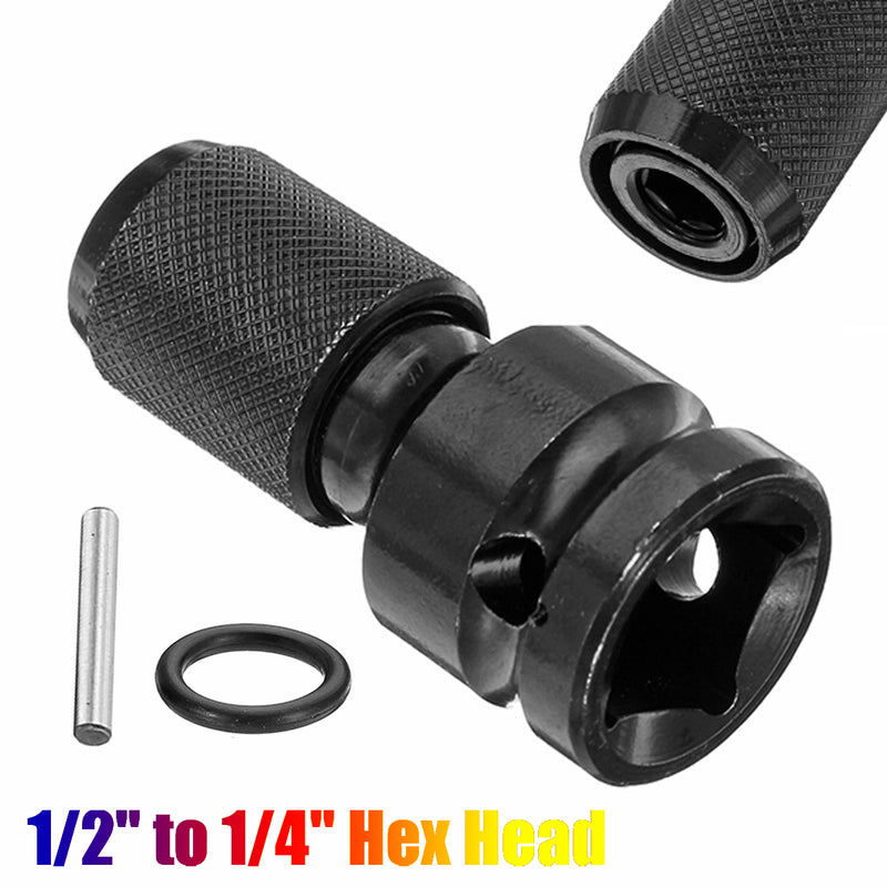 1/2 Inch Square To 1/4 Inch Hex Female Telescopic Socket Adapter Drill Chuck Converter Impact Driver