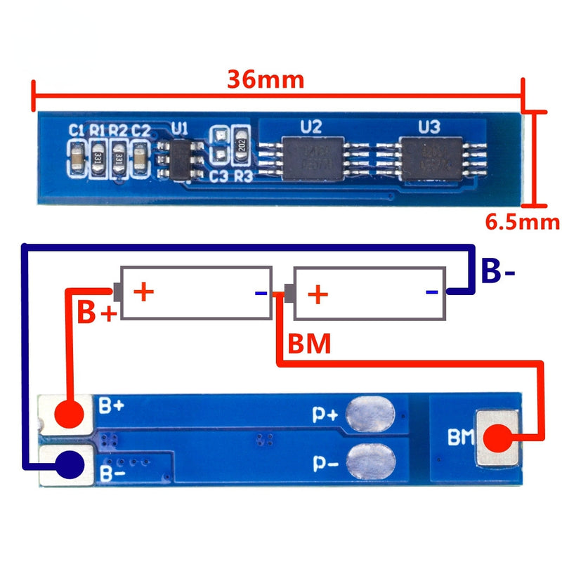 2S 3A Li-ion Lithium Battery 7.4v 8.4V 18650 Charger Protection Board Bms Pcm for Li-ion Lipo Battery Cell Pack