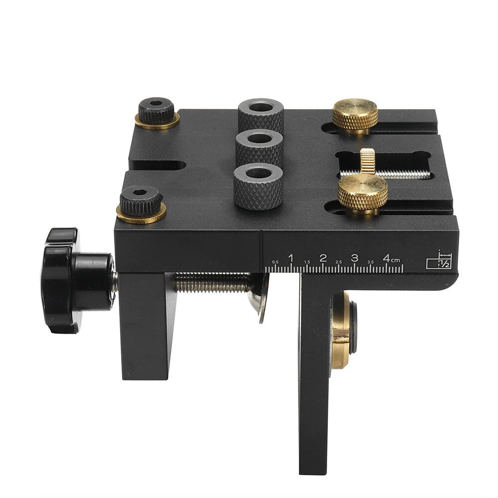 3-In-1 Doweling Jig Kit with Clip Adjustable Hole Puncher Locator Drilling Guide for Furniture Connecting Carpentry Tools