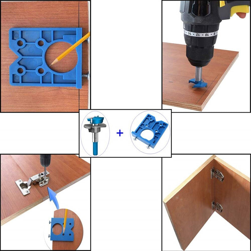 35mm Concealed Hinge Boring Jig Drill Guide Set for Wood Processing Drilling Template DIY Tool