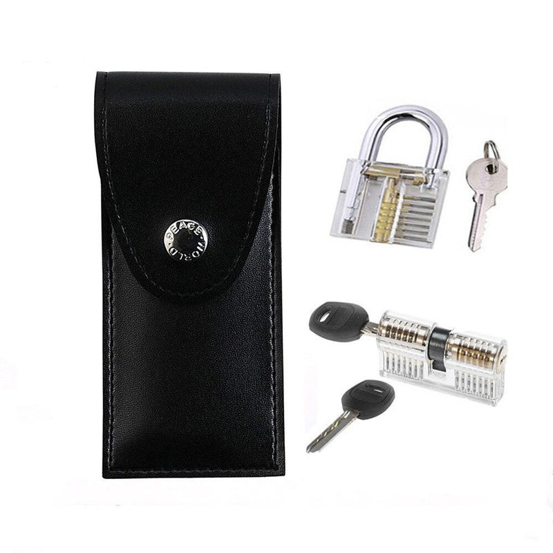 17pcs Broken Key Remove Kit with Transparent Lock Practice Locksmith Tools Set