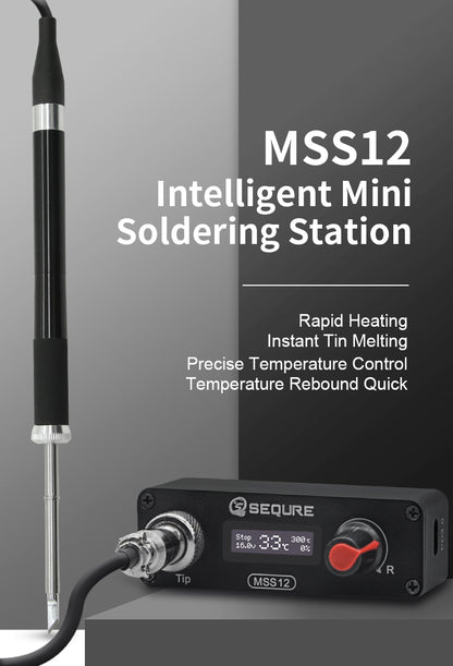 MSS12 Mini 0.91 Inch OLED Soldering Station Compatible with T12 Soldering Iron Tips Supports PD3.0/3S-6S/12V-25V Power Supply