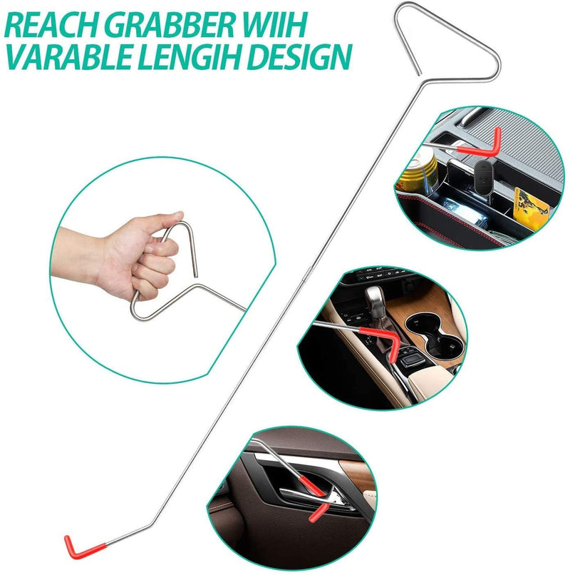 Multifunctional Essential Vehicle Emergency Tools Kit with Long Reach Grabber with Air Wedge Lockout Door Tool