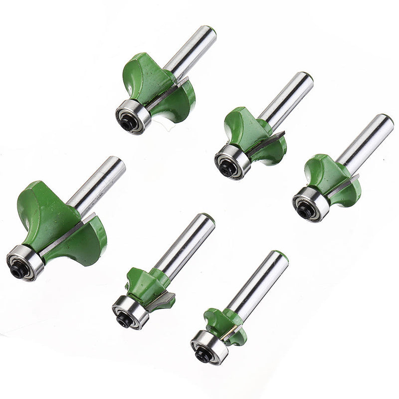 6Pcs 8mm Shank Router Bit Round Chamfer Edge Forming Router Bit Woodworking Cutter