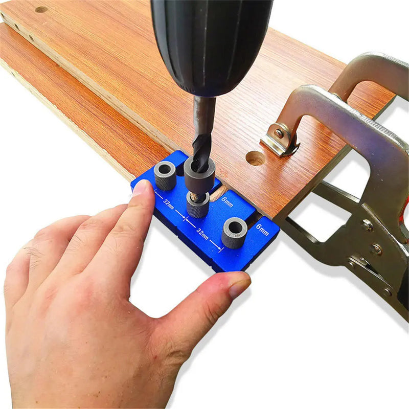 X150 3-in-1 Woodworking Dowelling Jig Kit Adjustable Drilling Guide Puncher Locator Carpentry Tools Wrench Furniture Positioner