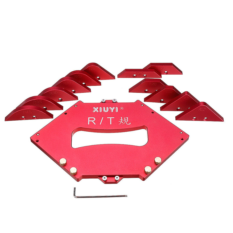 Aluminum Alloy R5-T40 Quick Router Table Corner Jig Radius Chamfer Profile Template Kits for Woodworking Trimming Tool Set