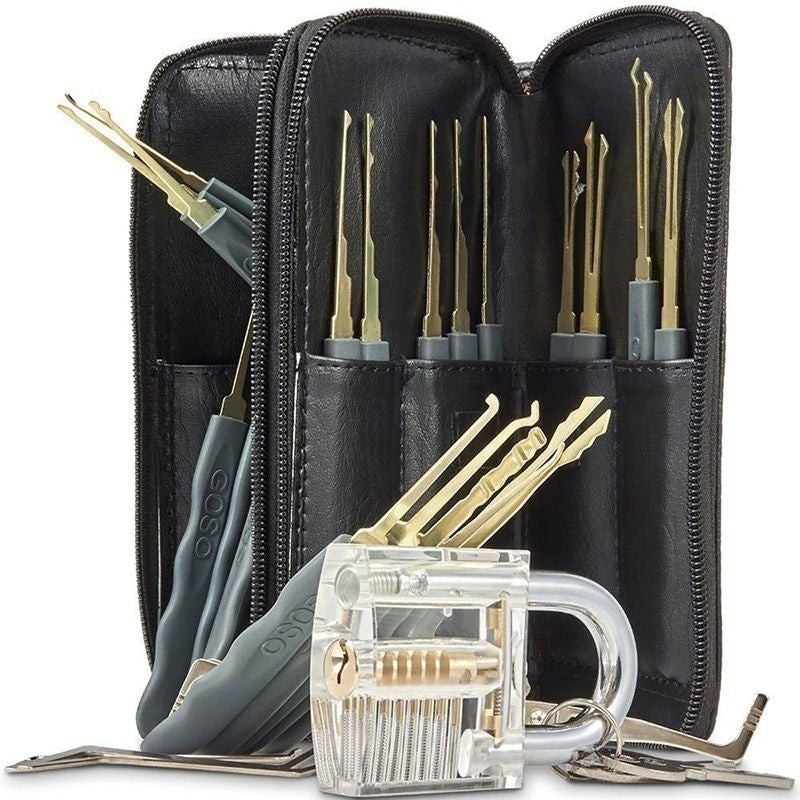 Practice Pick Set for Locksmith Beginner 24pcs GOSO Remove Pick Tool with Transparent Locks Combination Locksmith Tools Kit