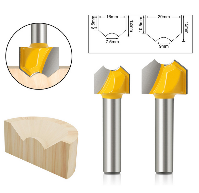2PC 8MM Shank Ingot Bead Cutter Wood Router Bit Carbide Cutter for Longan Knife Woodworking Milling Cutter