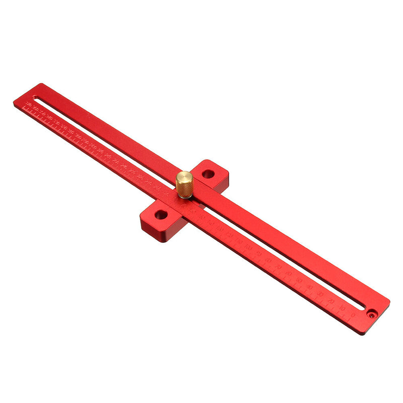Aluminum Alloy 170/270/370mm Scale Measure Scribing Ruler Woodworking T-type Hole Ruler Marking Tool