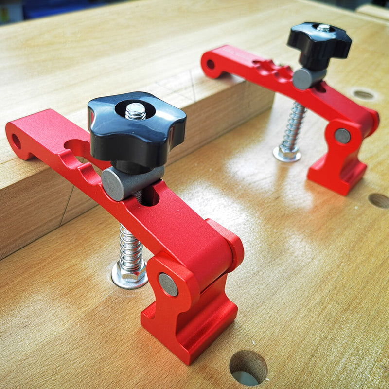 Fonson 2 In 1 Woodworking 3 Steps Adjustable Table Clamps Quick Hold Down Clamps Pressure Plate Desktop Positioning Clamp for T Track and MFT Table
