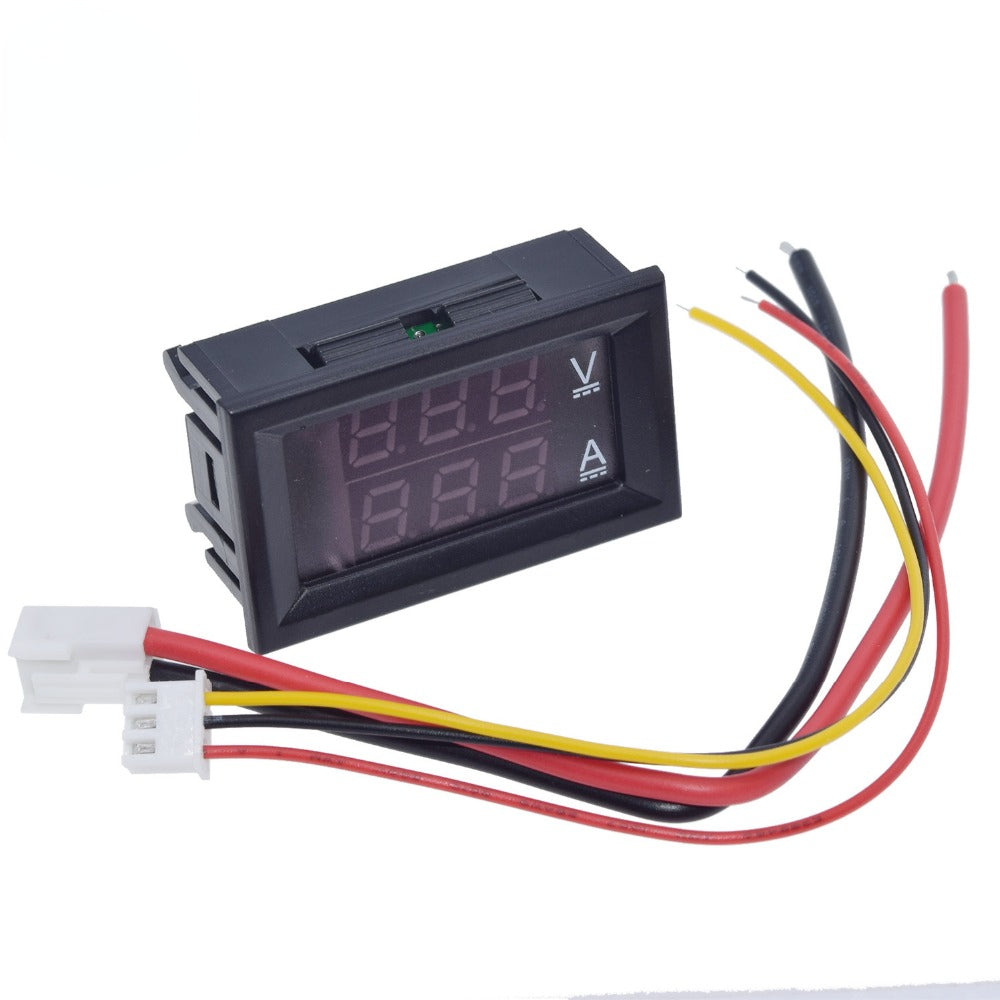 DC 0-100V 10A Digital Voltmeter Ammeter Dual Display Voltage Detector Current Meter Panel Amp Volt Gauge 0.28" Red Blue LED