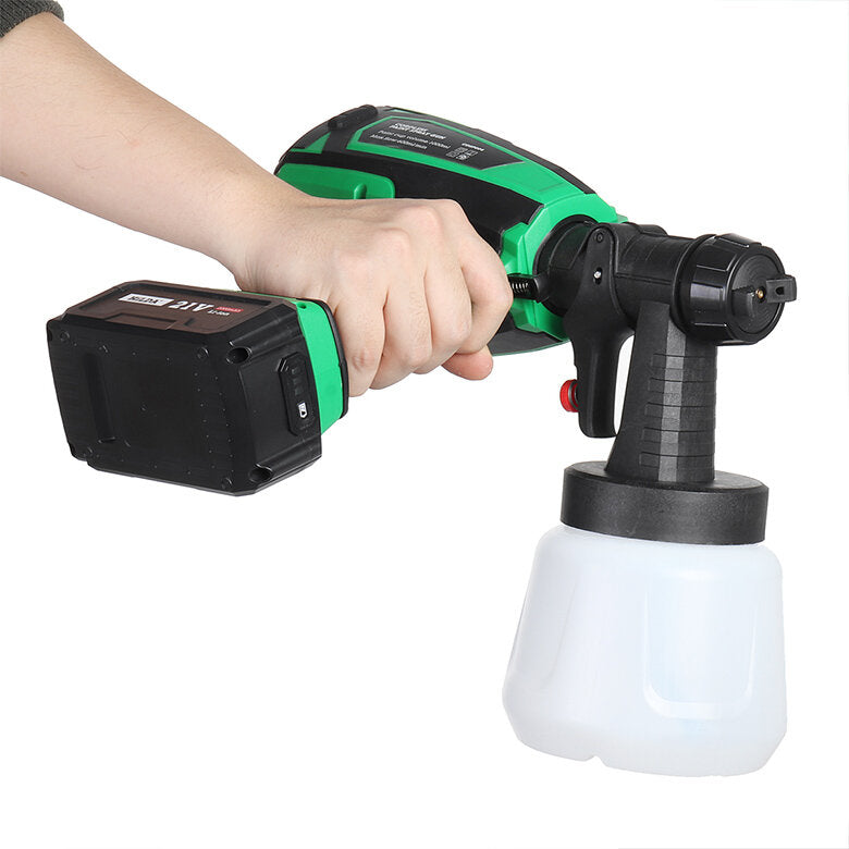 800W 21V Cordless Rechargeable Electric Paint Sprayer 1000ml High Pressure Spray Guns W/ Adjustment Knob for DIY Furniture Woodworking