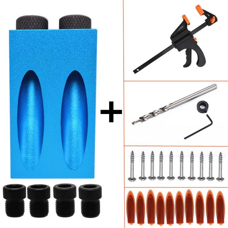 Drillpro 31pcs Woodworking Pocket Hole Jig with Step Drill and Clamp Woodworking Carpentry Tool
