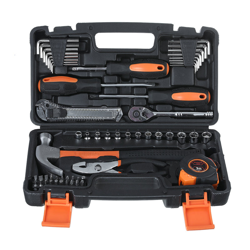 TOPSHAK TS-CH3 57 Piece Socket Wrench Auto Repair Tool Mixed Tool Set Hand Tool Kit with Plastic Toolbox Storage Case