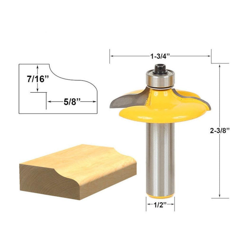 1/2" Shank Drawer Face Mill Round Over and Beading Edging Router Bit Set C3 Carbide Tipped Woodworking