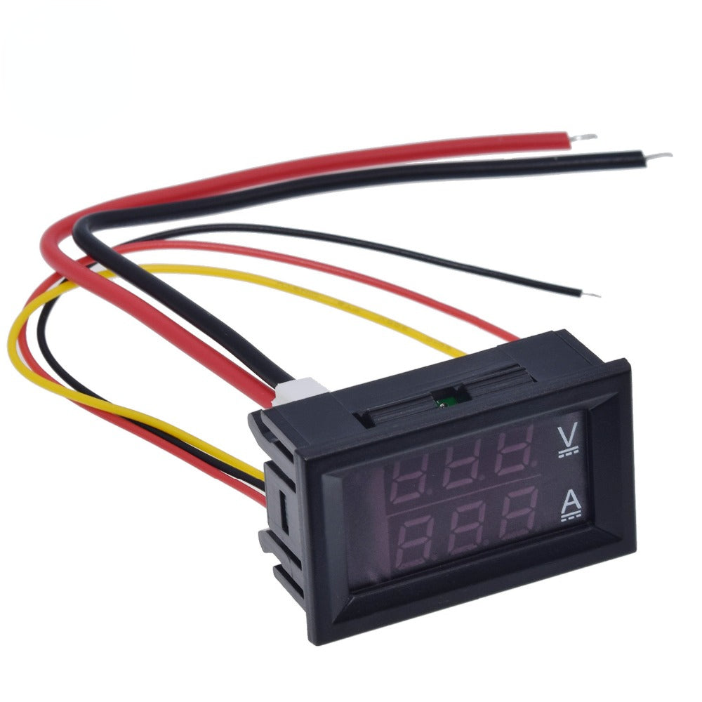 DC 0-100V 10A Digital Voltmeter Ammeter Dual Display Voltage Detector Current Meter Panel Amp Volt Gauge 0.28" Red Blue LED