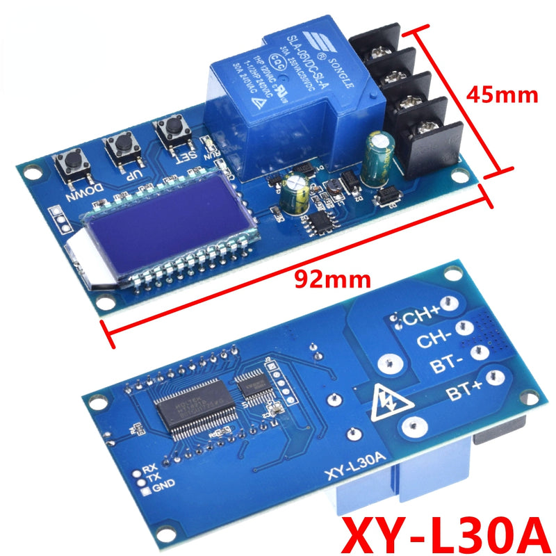 DC 6-60v 30A Storage Battery Charging Control Module Protection Board Charger Time Switch LCD Display XY-L30A