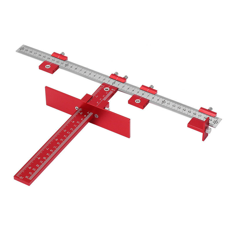 Drillpro Red Aluminum Alloy Metric/Inch Cabinet Hardware Jig 5mm Drill Guide Cabinet Handle Template Jig