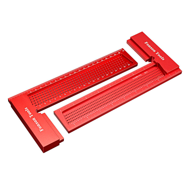 200mm 8 Inch Aluminum Alloy Precision L Square Speed Hole Positioning Marking Ruler Woodworking Scriber