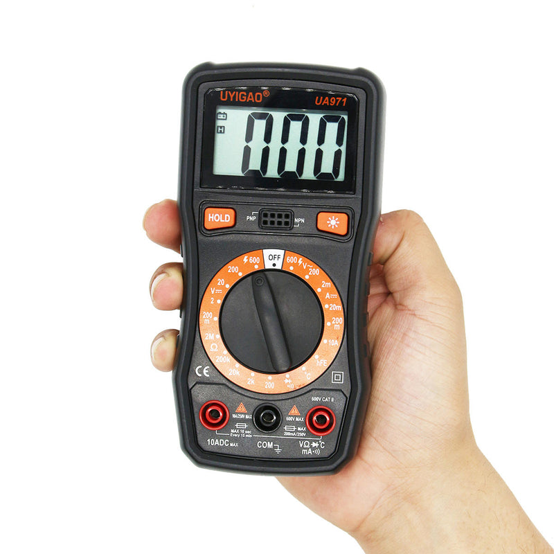 UYIGAO UA971 LCD Voltmeter Ammeter Multimeter Temperature Diode Tester with Temperature Measurement