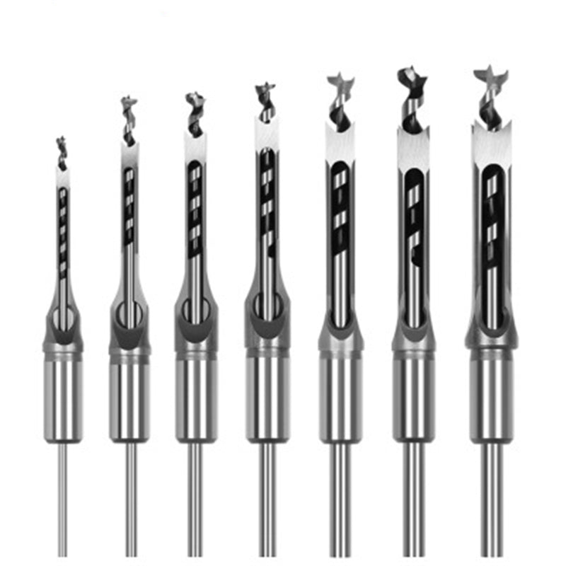 7pcs Woodworking Square Hole Drill Bits Square Tenon Drill Bits Wood Core Power Dowel Maker for Electric Drill