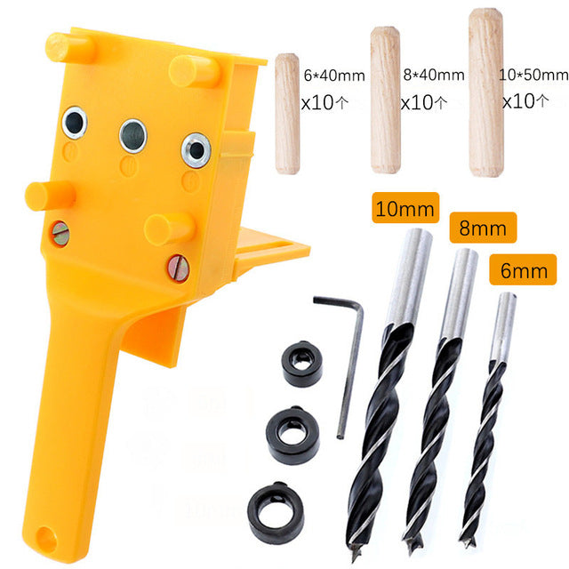 41Pcs Quick Wood Doweling Jig ABS Plastic Handheld Pocket Hole Jig System 6/8/10mm Drill Bit Hole Puncher for Carpentry Dowel Joints
