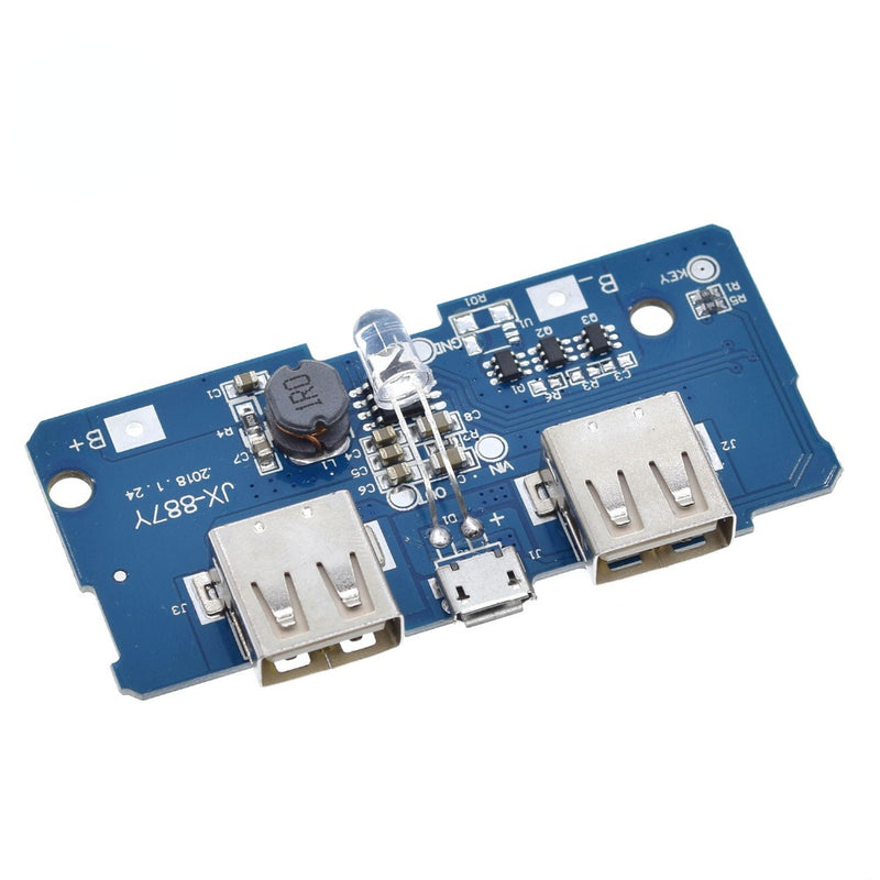 18650 Dual Micro USB 3.7V To 5V 2A Boost Mobile Power Bank DIY 18650 Lithium Battery Charger PCB Board Step Up Module with Led