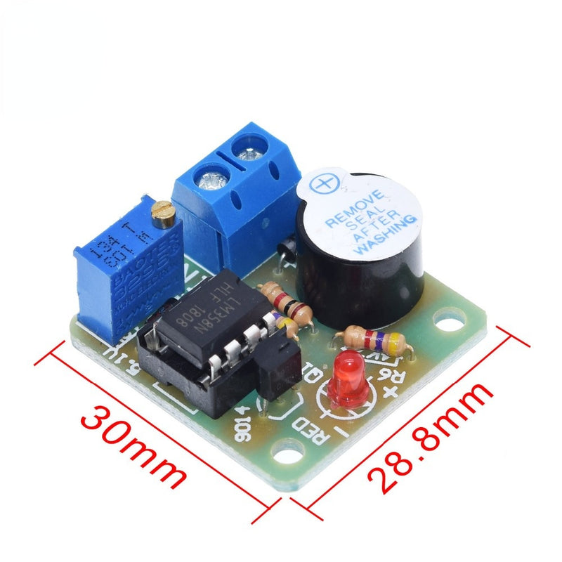 12V LM358 Accumulator Sound Light Alarm Board Buzzer Prevent Over Discharge Controller Module Without Overvoltage Protection